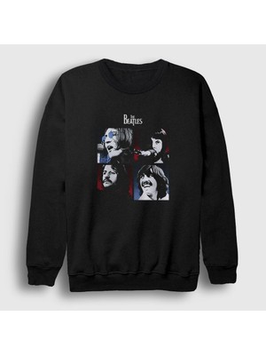 Presmono Unisex Siyah Band The Beatles Sweatshirt