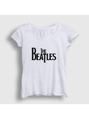Presmono Kadın Beyaz Logo The Beatles T-Shirt