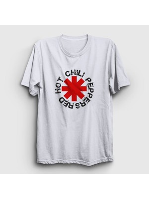 Presmono Unisex Beyaz Logo V2 Red Hot Chili Peppers T-Shirt