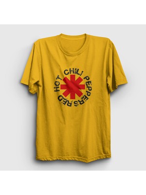 Presmono Unisex Sarı Logo V2 Red Hot Chili Peppers T-Shirt