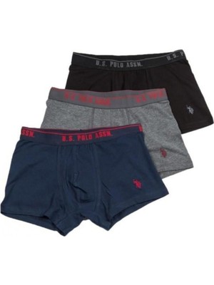 U.S. Polo Assn. Erkek Siyah Antrasit Lacivert 3'lü Boxer US.01.80097