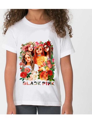 TakeTshirt Blackpink Flowers Çocuk Tişört Beyaz Unisex