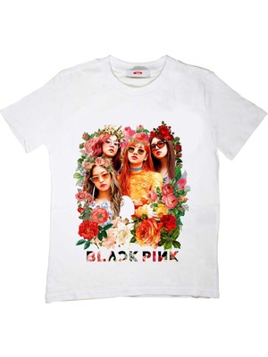 TakeTshirt Blackpink Flowers Çocuk Tişört Beyaz Unisex