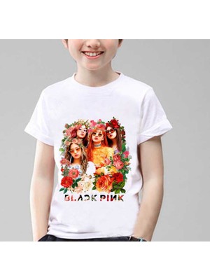 TakeTshirt Blackpink Flowers Çocuk Tişört Beyaz Unisex