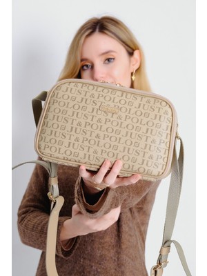 Just Polo Kadın Vizon Baskı Desenli Çapraz Omuz Çantası JPM2053