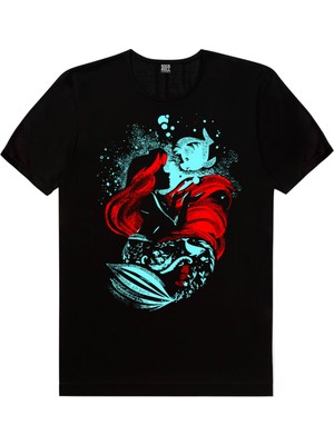 Rock&Roll Deniz Kızı Siyah Kısa Kollu Erkek T-Shirt