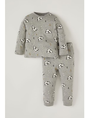 Defacto Erkek Bebek Sevimli Panda Baskılı Pijama Takımı T8219A221SP