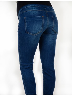 Vavien Slim Fit Likralı Hamile Jean Koyu Orta Mavi Pantolon Vasirus Slim Leg