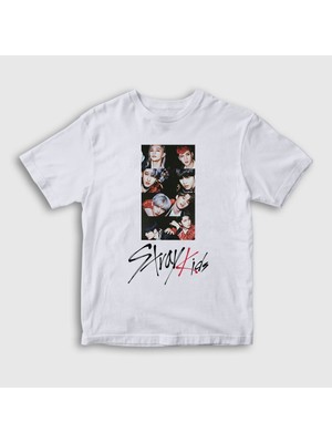Presmono Unisex Çocuk Beyaz Members Stray Kids T-Shirt