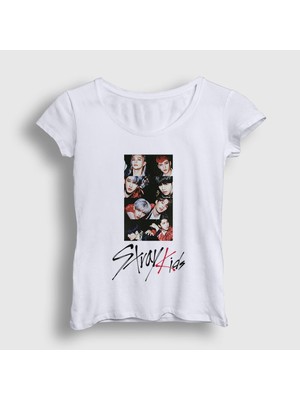 Presmono Kadın Beyaz Members Stray Kids T-Shirt