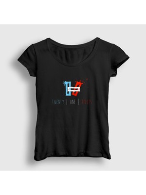 Presmono Kadın Siyah Hold Twenty One Pilots T-Shirt