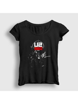 Presmono Kadın Siyah Tour U2 T-Shirt