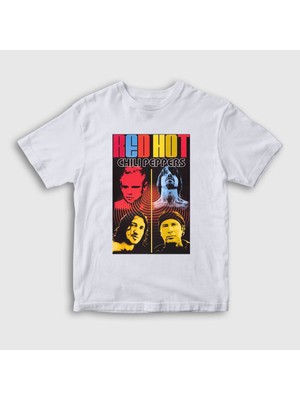 Presmono Unisex Çocuk Beyaz Band Red Hot Chili Peppers T-Shirt