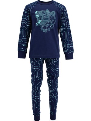 DeFacto Erkek Çocuk Ayı Baskılı Pamuklu Uzun Kollu Pijama Takım T5294A6NS