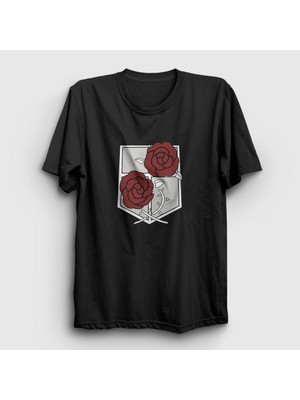 Presmono Unisex Siyah Garrison V2 Anime Attack On Titan T-Shirt