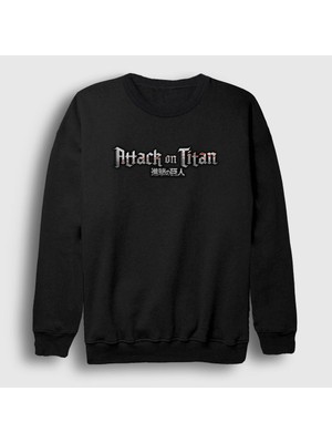 Presmono Unisex Siyah Logo Anime Attack On Titan Sweatshirt