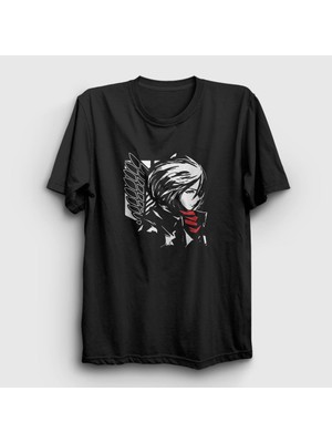 Presmono Unisex Siyah Mikasa Anime Attack On Titan T-Shirt