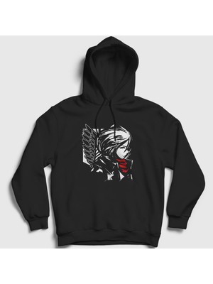 Presmono Unisex Siyah Mikasa Anime Attack On Titan Kapüşonlu Sweatshirt