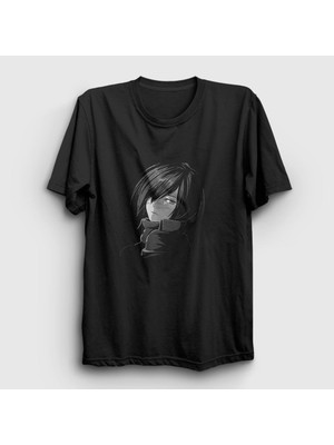 Presmono Unisex Siyah Mikasa V2 Anime Attack On Titan T-Shirt
