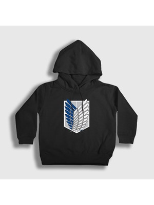 Presmono Unisex Çocuk Siyah Scout Anime Attack On Titan Kapüşonlu Sweatshirt