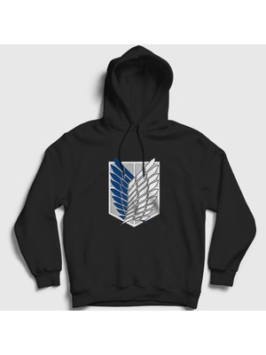 Presmono Unisex Siyah Scout Anime Attack On Titan Kapüşonlu Sweatshirt