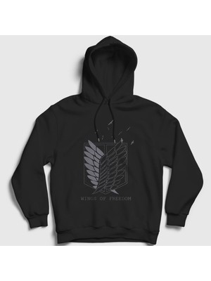 Presmono Unisex Siyah Survey Anime Attack On Titan Kapüşonlu Sweatshirt