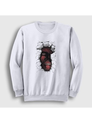Presmono Unisex Beyaz Wall Anime Attack On Titan Sweatshirt