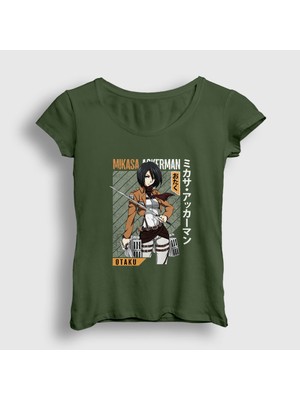 Presmono Kadın Haki Mikasa Fan Anime Attack On Titan T-Shirt