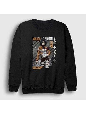 Presmono Unisex Siyah Mikasa Fan Anime Attack On Titan Sweatshirt