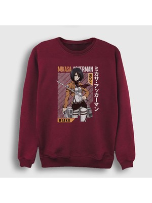 Presmono Unisex Bordo Mikasa Fan Anime Attack On Titan Sweatshirt