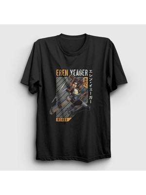 Presmono Unisex Siyah Eren Fan Anime Attack On Titan T-Shirt