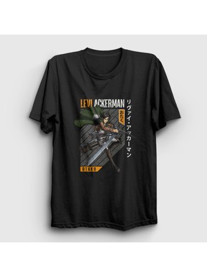 Presmono Unisex Siyah Levi Fan Anime Attack On Titan T-Shirt