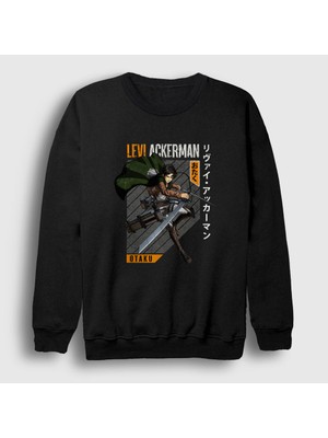 Presmono Unisex Siyah Levi Fan Anime Attack On Titan Sweatshirt
