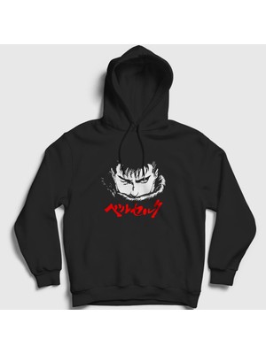 Presmono Unisex Siyah Guts Anime Berserk Kapüşonlu Sweatshirt