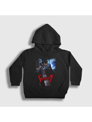 Presmono Unisex Çocuk Siyah Night Anime Berserk Kapüşonlu Sweatshirt