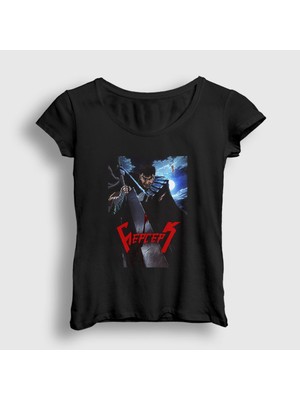 Presmono Kadın Siyah Night Anime Berserk T-Shirt