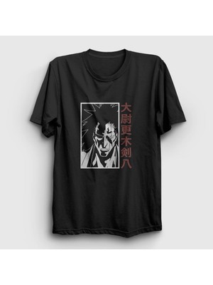 Presmono Unisex Siyah Kenpachi Anime Bleach T-Shirt