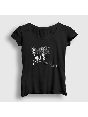 Presmono Kadın Siyah Kira Anime Death Note T-Shirt