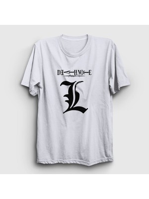 Presmono Unisex Beyaz Logo L V2 Anime Death Note T-Shirt