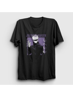 Presmono Unisex Siyah Gojo Anime Jujutsu Kaisen T-Shirt