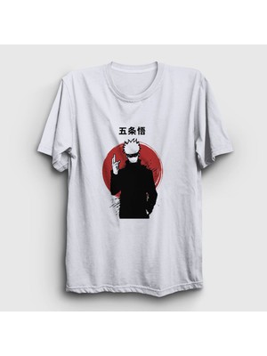 Presmono Unisex Beyaz Satoru Anime Jujutsu Kaisen T-Shirt