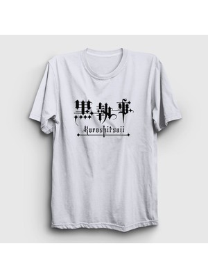 Presmono Unisex Beyaz Logo Anime Kuroshitsuji T-Shirt