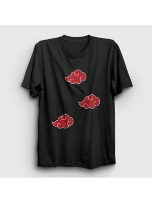 Presmono Unisex Siyah Akatsuki Anime Naruto T-Shirt