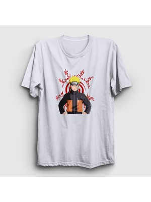 Presmono Unisex Beyaz Fuinjutsu Anime Naruto T-Shirt