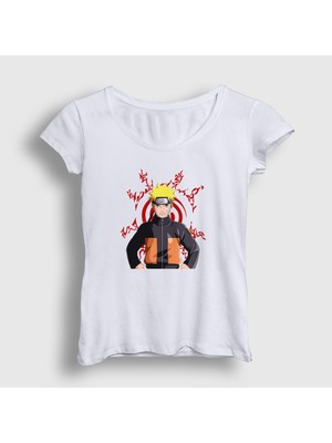 Presmono Kadın Beyaz Fuinjutsu Anime Naruto T-Shirt