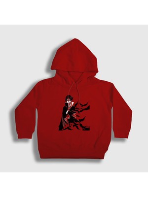 Presmono Unisex Çocuk Kırmızı Itachi Genjutsu Anime Naruto Kapüşonlu Sweatshirt