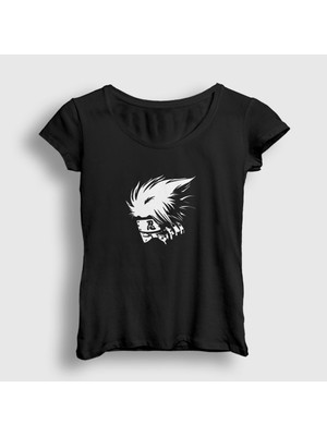 Presmono Kadın Siyah Kakashi Anime Naruto T-Shirt