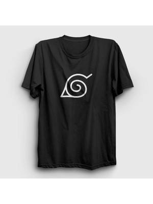 Presmono Unisex Siyah Konoha Anime Naruto T-Shirt