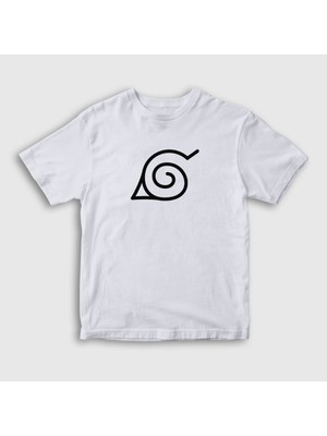 Presmono Unisex Çocuk Beyaz Konoha Anime Naruto T-Shirt