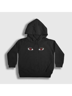 Presmono Unisex Çocuk Siyah Sharingan Anime Naruto Kapüşonlu Sweatshirt